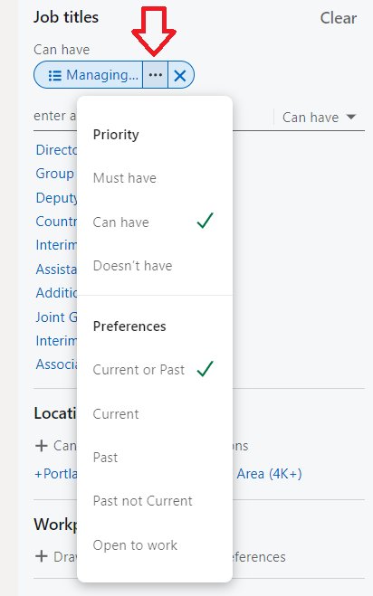 Filtros de Job Title en LinkedIn Recruiter